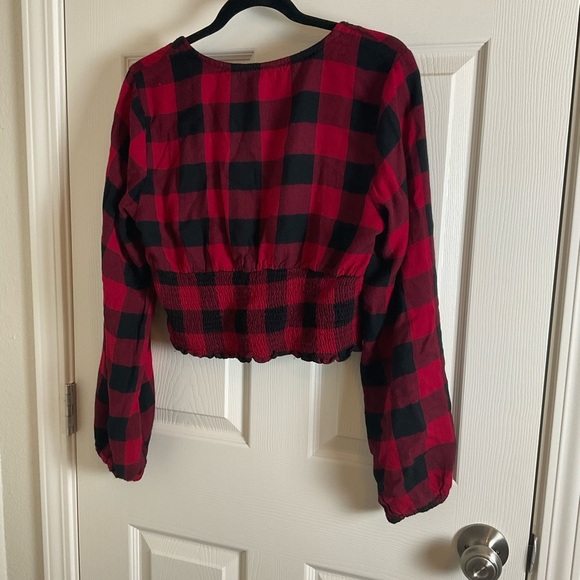 Sim & Sam Plaid Red and Black Women's Top size X-Large - Picture 8 of 9